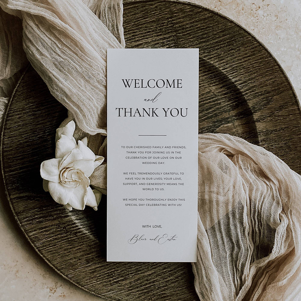 Custom Modern Welcome and Thank You Note,Wedding Table Thank You Card,Place Setting Thank You