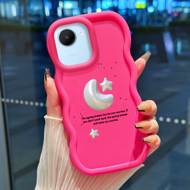 Casing Hp Untuk Realme C30 C30s Narzo 50i Prime Case Silver stars and moon Cesing Polos Kasing Macar