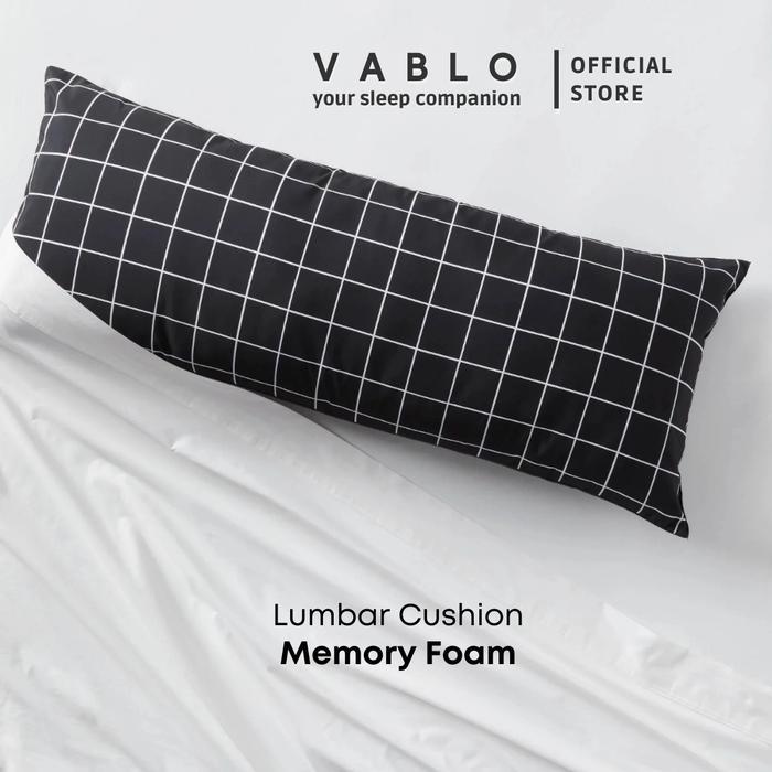 Vablo bantal lumbar cushion memory foam micro - motif hitam - premium cushion pillow