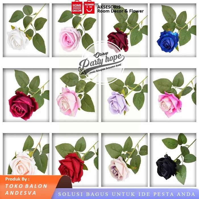 Bunga Mawar Biru / Bunga Plastik Tanaman hias Artificial mawar Biru