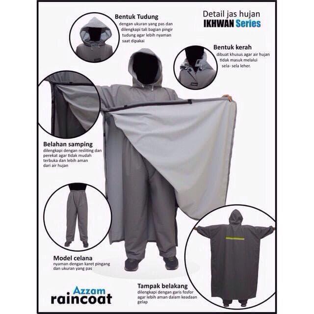 Jas Hujan Kelelawar dan Celana Azzam Raincoat bahan Taslan