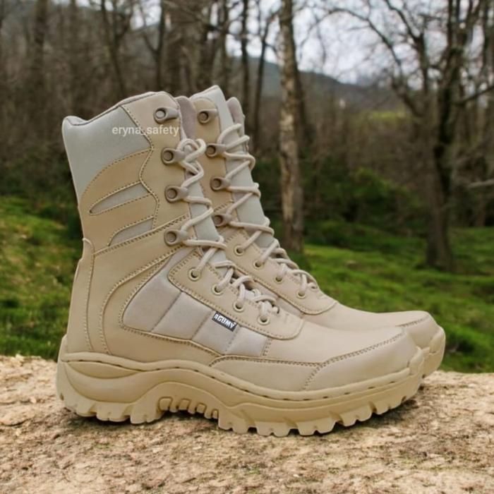 sepatu pdl tactikal PNS,SATPOL PP prai dan wanita caanggo cream 8 inci