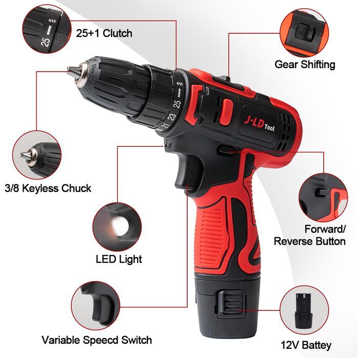 DISKON JLD MESIN BOR BATERAI 12V MESIN BOR CAS 1BATERAI SET BOR TANGAN TANPA KABEL BOR CORDLESS BISA