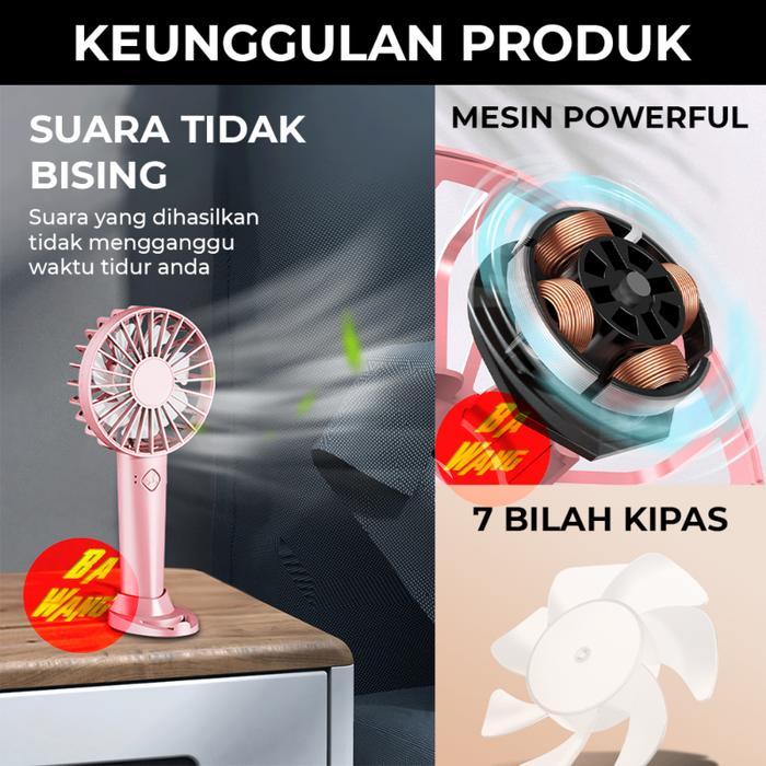 "New" Kipas Angin Mini Genggam Fan Portable Stand Dudukan Holder HP Phone Handphone