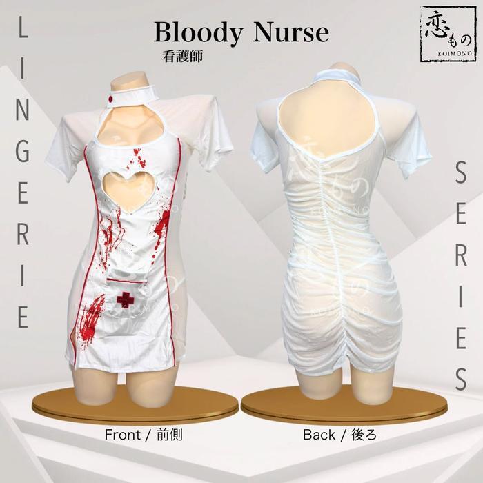 Terlaris Koimono Bloody Nurse - Lingerie Kostum Cosplay Halloween Suster Perawat Baju Tidur Wanita