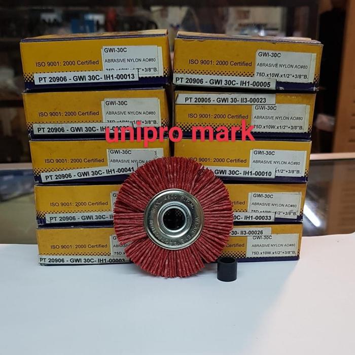 SIKAT PIRING ABRASIVE NYLON WHEEL BRUSH GWI-30 RED 75MM-3 IN