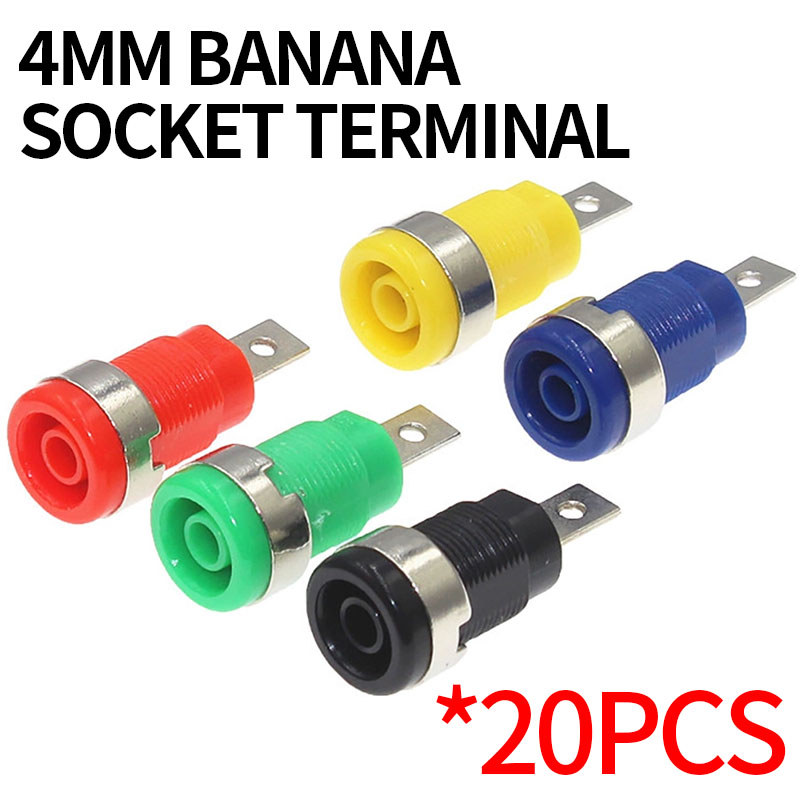 20PCS Insulated Safety 32A 4mm Banana Socket Terminal 5 Colors Female Jack Panel Mount Socket