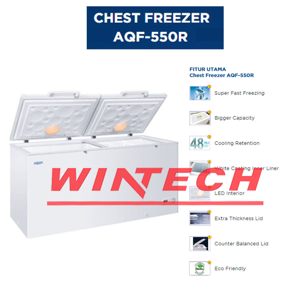 AQUA AQF-550R AQF550R CHEST FREEZER - FREEZER BOX  - LEMARI PEMBEKU- DUAL FUNCTION ( FREEZER & COOLE