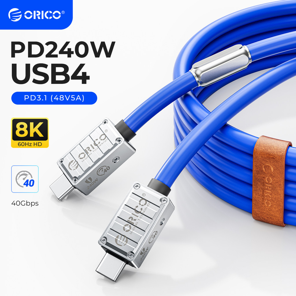 ORICO USB4 Cable 240W for Thunderbolt 4 PD3.1 Charging 40Gbps Data Transfer Video 8K@60Hz Silicone