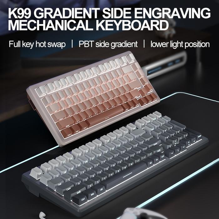 ZIFRIEND K99 Gradient Mechanical Keyboard White Light Side Printing Full Keys Hot-swappable 99 Keys