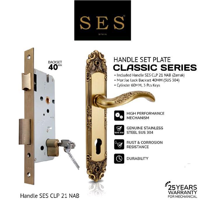 Paket Bundling Handle Ses Clp 21 Nab (P) + Body Kunci Ses S2030 - 40 Mm Ab Sus 304