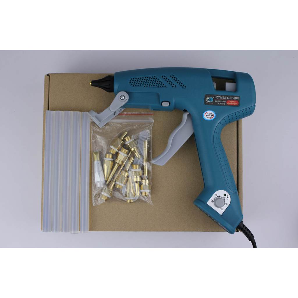 11mm Industrial Hot Glue Gun with Glue Sticks and Copper Nozzle,Preheat for 2-3 Minutes,150W Hot Gun