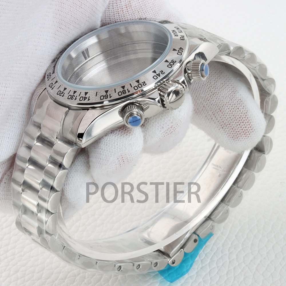 40mm VK63 Watch Case 100m Waterproof for Daytona VK63 VK64 Movement 316L Stainless Steel