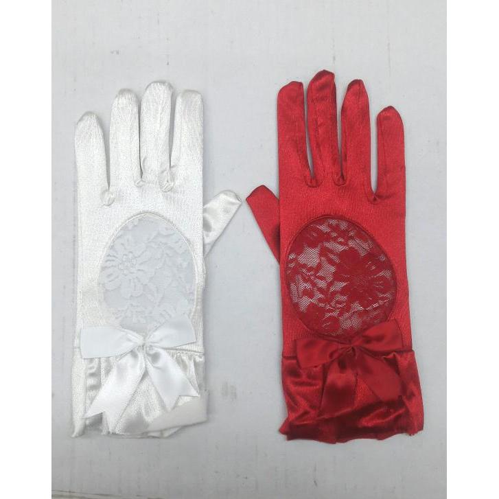 Sarung Tangan Satin Brokat Pendek