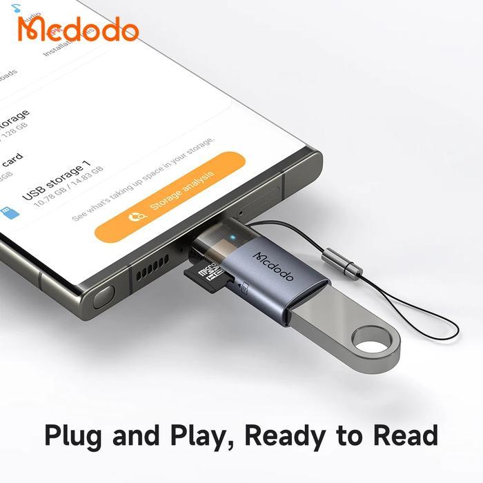 OT-7600 USB-C to USB Adapter with TF Card Reader Portable Lanyard USB 3.0 SuperSpeed Plug & Play for