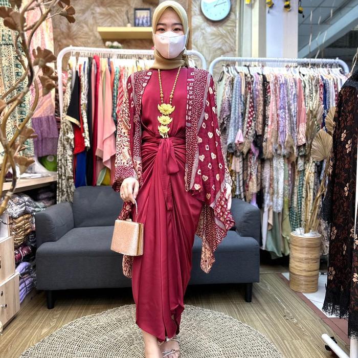 Yesika Set Kaftan Set Kaftan Ikat Premium Gies 1211 Kaftan Pesta Batik Dress Kondangan Formal Muslim