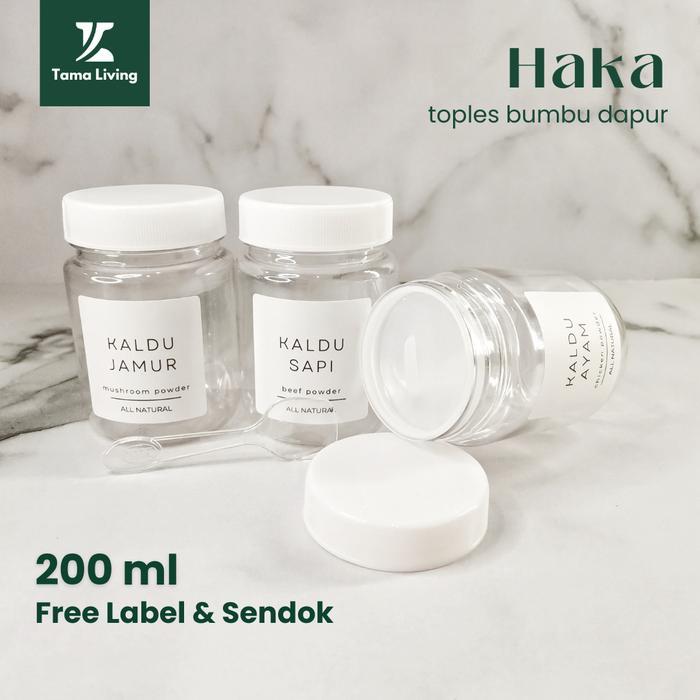 TAMA LIVING Haka Toples Bumbu Dapur 200 ml Free Label dan Sendok Toples Plastik Jar Bumbu Dapur