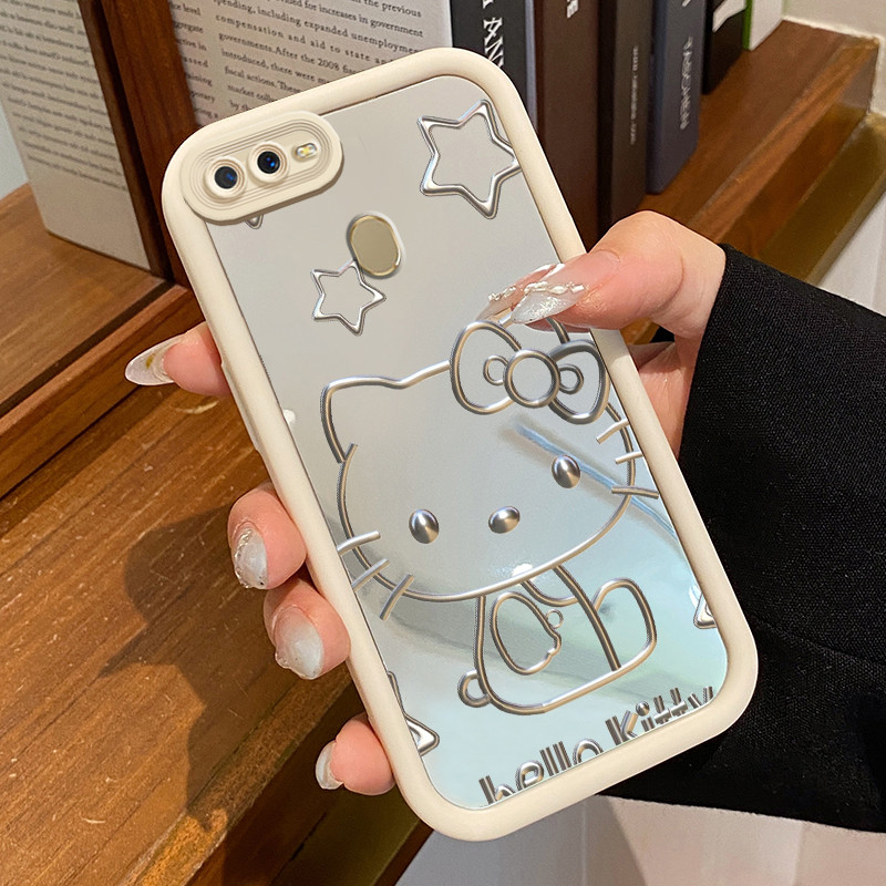 Casing Hp OPPO A7 OPPO A5s OPPO A12 OPPO A12S A11k Case Casing Gambar kucing Pola Kasus cermin tangg