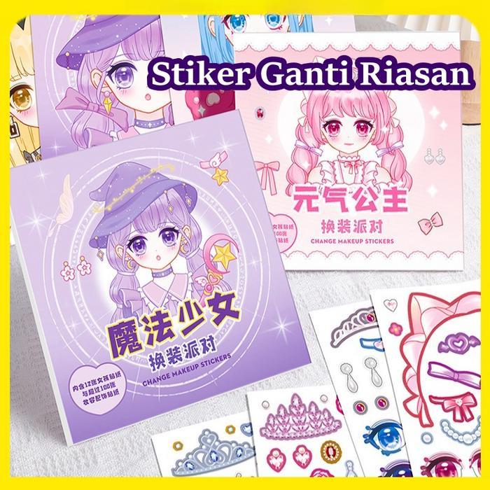 Stiker Rias Wajah/Mainan Stiker Pengubah Wajah/Stiker Ekspresi/Stiker Rias Wajah Gadis/Berbagai Gaya