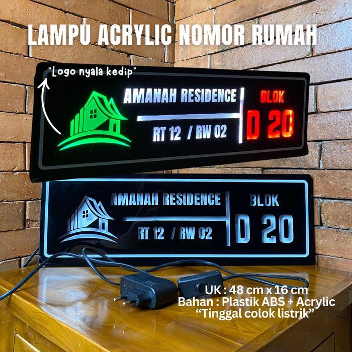 NOMOR RUMAH ESTETIK LED ACRILIK /Lampu Neon sign/ Neon box mini/ Lampu tulisan penanda Alamat rumah