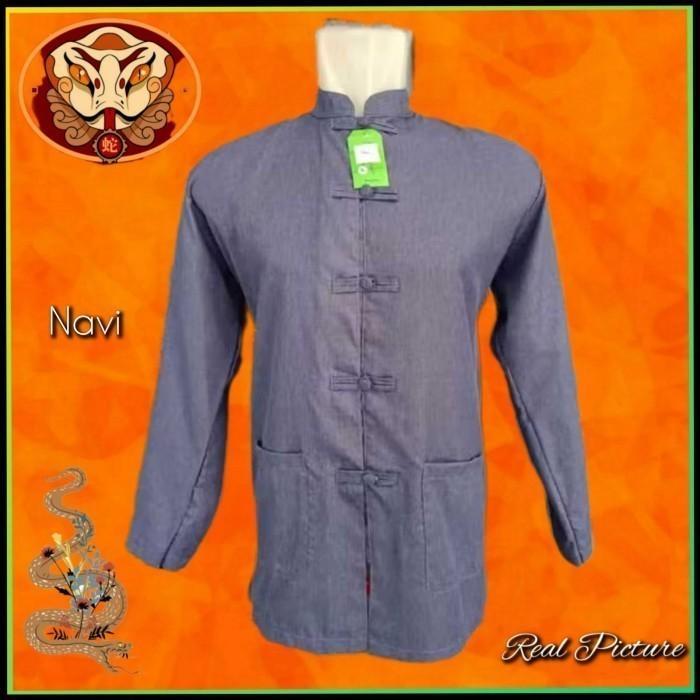 Kemeja Cheongsam Pria Laki Laki Lengan Panjang Imlek Hijau