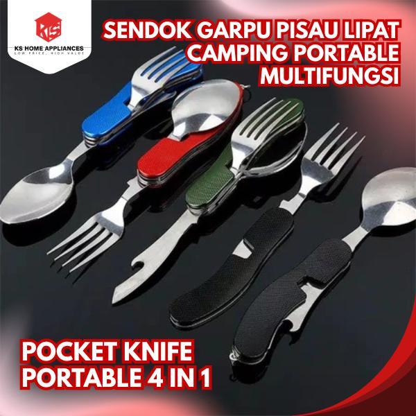 Eiger - KS Sendok Garpu Pisau Lipat Camping Portable Pocket Knife EDC 4 in 1