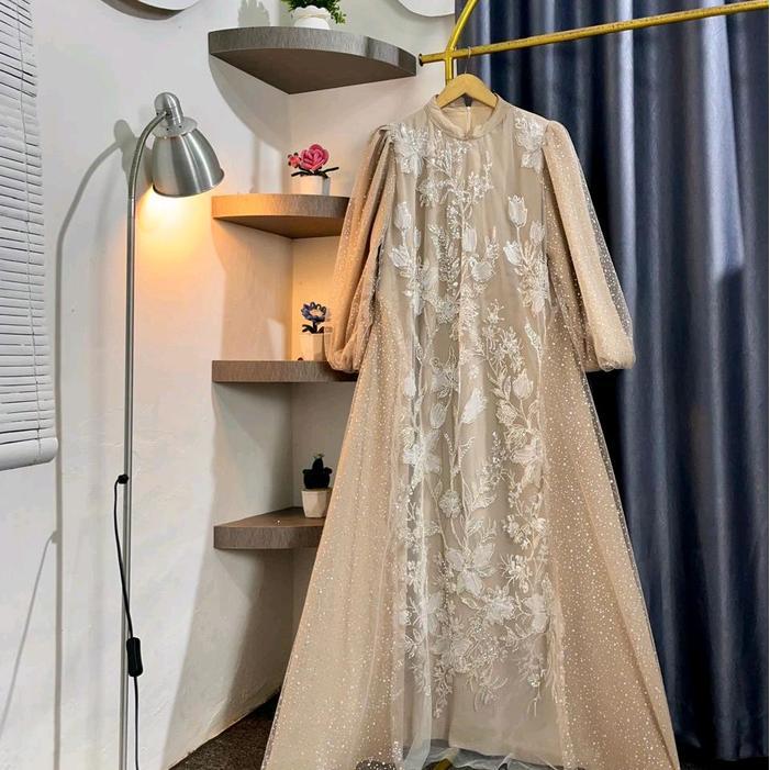 TERLARIS Gamis Maria Dres Ceruty Babydol Tile Raindrop Mix tile payet Mewah Muslim Lebaran Mutiara