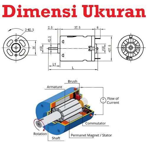 "New" [HAEBOT] Dinamo Motor DC RS380 2.3mm RS-380 380 Mini Bor Car Model Mainan