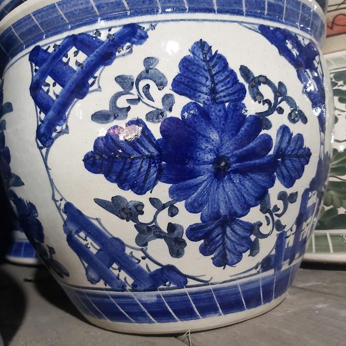Pot keramik diameter 40cm biru