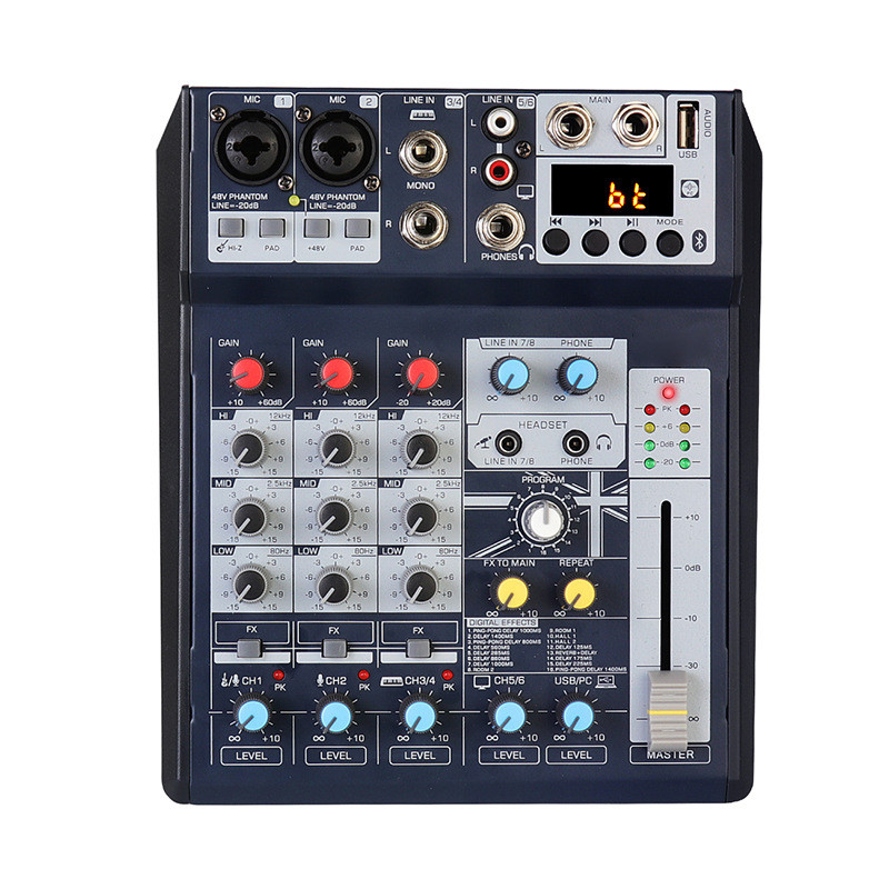 . 4 Channels Audio Mixer Mixing Console Bluetooth Sound Mixing Console -
