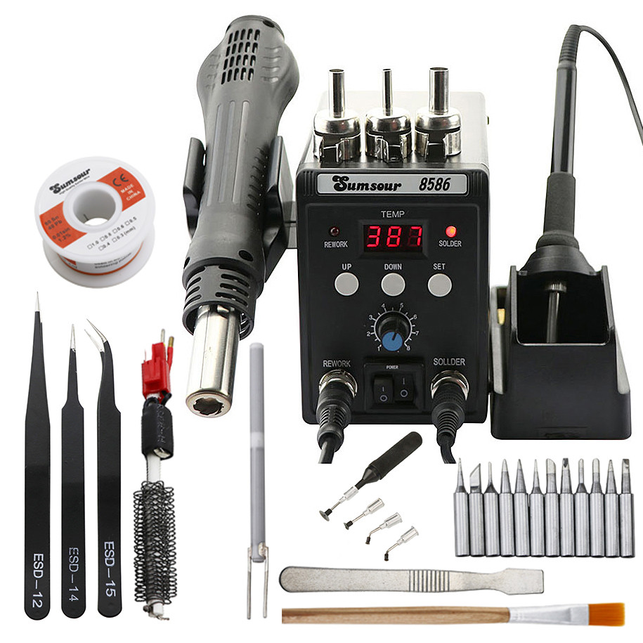. Soldering Station 8586 Digital Display Rework 2 In 1 Hot Air -