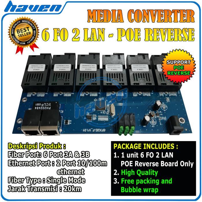 Media Converter 6 Port FO 2 Port LAN POE 10/100 Converter 6 FO 2 LAN