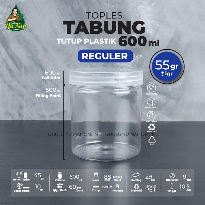 Toples Tabung Cylinder 600 ml - Toples Jar Plastik 600 ml / 600ml