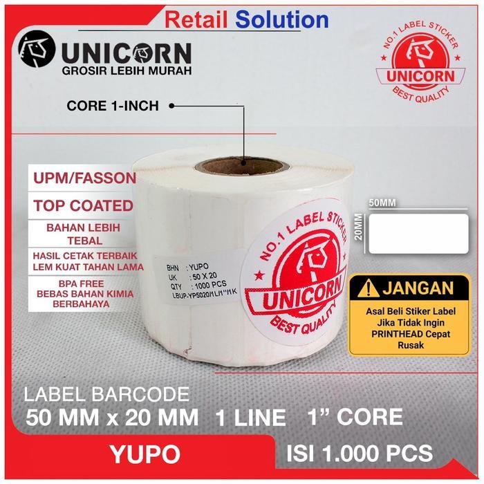 Stiker Label Barcode YUPO Synthetic 50x20 mm / 50x20mm / 50 x 20 mm