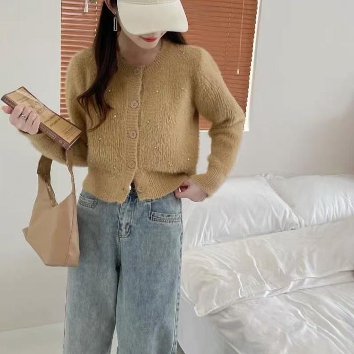 Cardigan Rajut Bulu Halus Mutiara Wanita 13478 - Atasan Rajut - Panjang, Knitwear Baju Kardigan