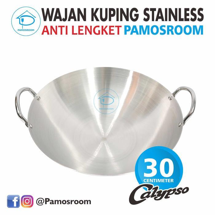 Calypso Wajan Penggorengan 30cm Stainless Steel Diameter Wajan Stainless Kuping 30 cm