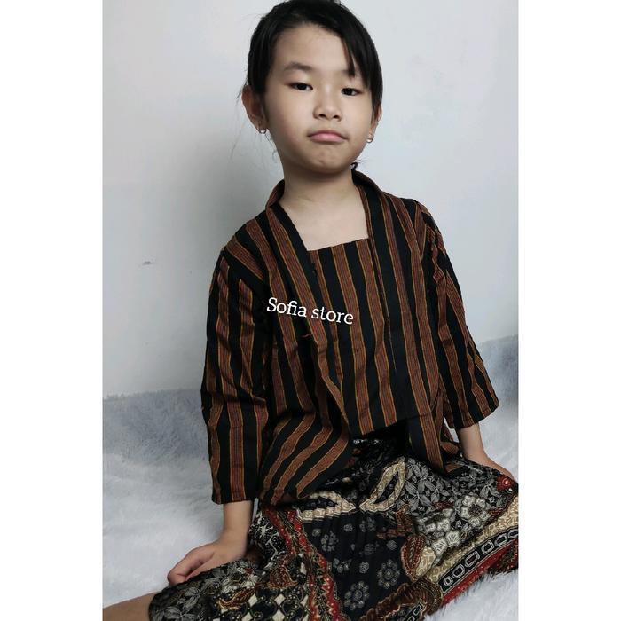 Atasan Saja Kebaya Lurik Anak Perempuan Pakaian Kostum Tradisional Anak-anak Adat Jawa