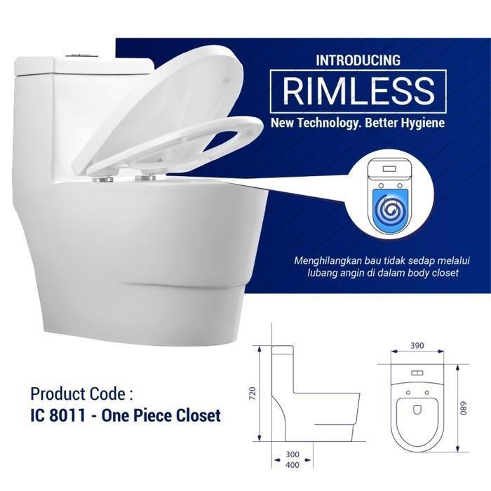 KLOSET MONOBLOK RIMLESS ICEPOL IC 8011 / KLOSET ONE PIECE SOFT CLOSING