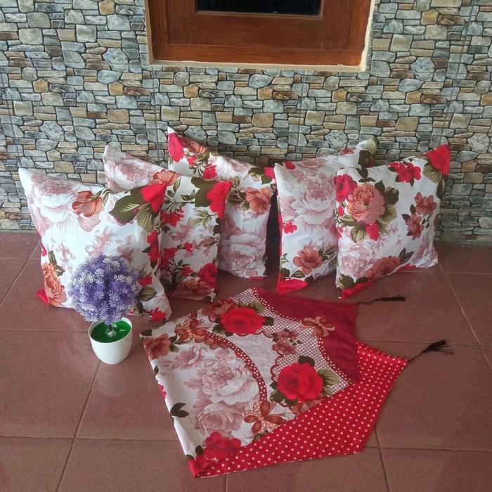 Premium Satu Set 5 Sarung Bantal Sofa +1 Taplak Meja Untuk Sofa Ruang Tamu Original