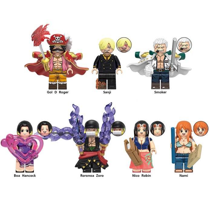 NEW Mini Action Figure Brick Anime Lego Demon Slayer One Piece Roger Sanji Smoker Usopp Boa Hancock