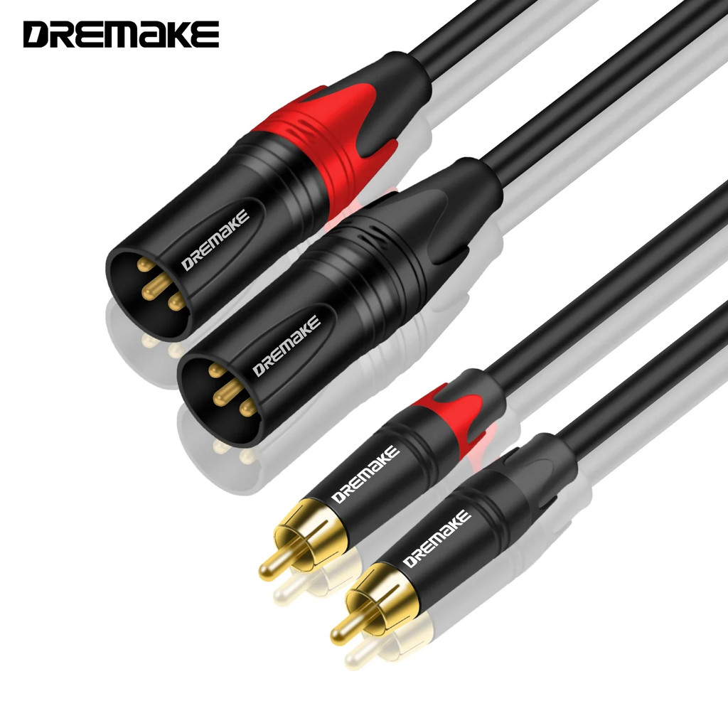 DREMAKE XLR to RCA Audio Cable Dual XLR to Dual RCA Interconnect Cable Double RCA Male to Double XLR