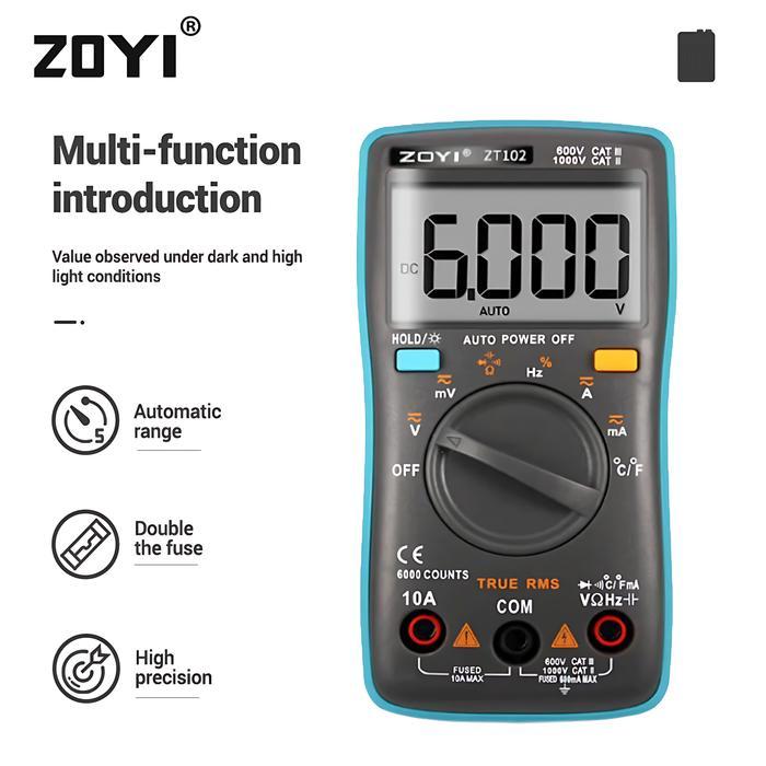 Zoyi Zt102 True Rms Multimeter Multitester Digital Avometer Original Harga Promo
