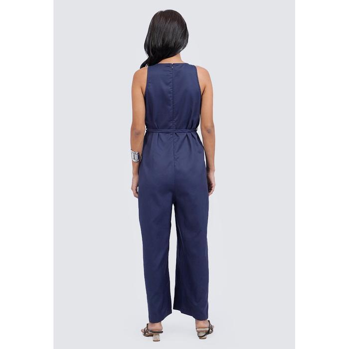 Sartorialele// Et Cetera Round Neck Sleeveless Jumpsuit Dark Blue