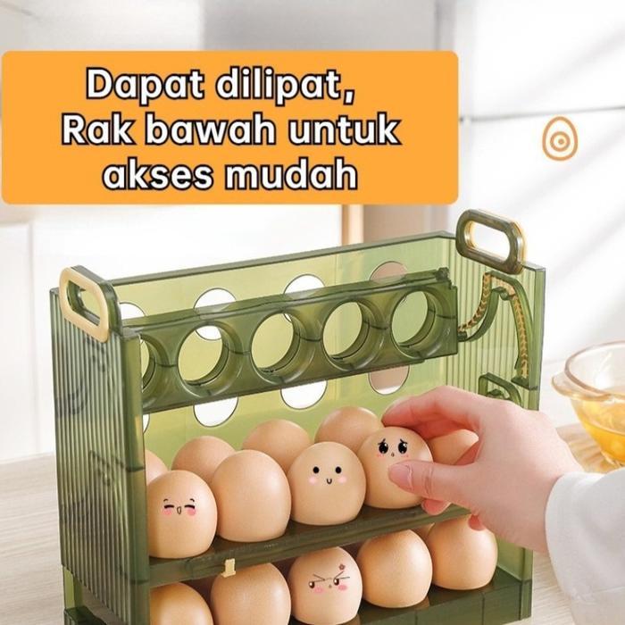 Vixplorn Tempat Telur Rak Telur 2-3 Susun Kotak Telur Rak Telur Kulkas Telur Pintu Kulkas Container
