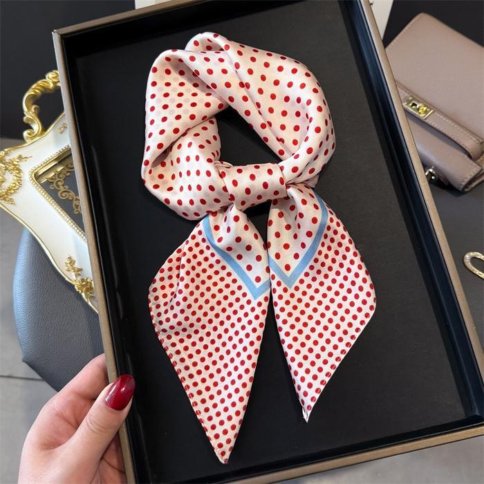 Scarf Pramugari 70x70cm Syal Ikat Leher Polkadot / Syal Kantoran Lucu