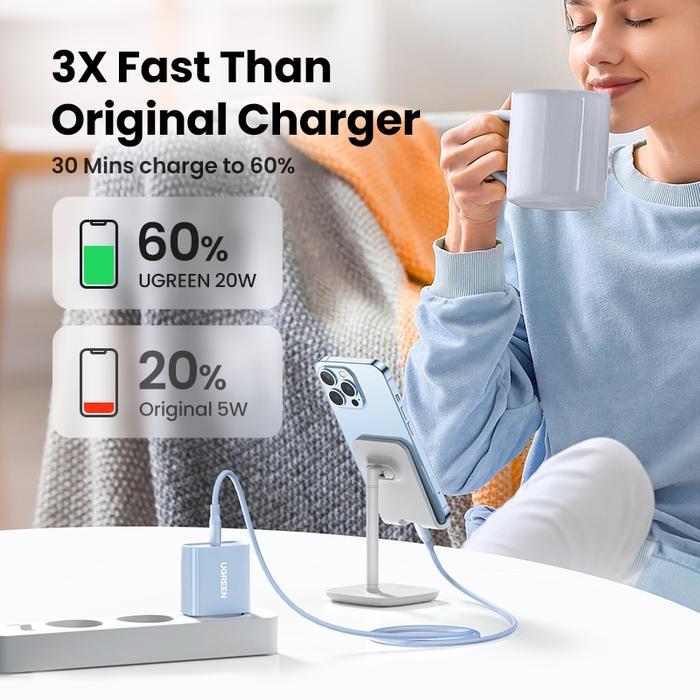 UGREEN Adaptor Charger Kabel Data Set iPhone MFi Fast Charging Type C to Lightning Untuk iPhone X XR