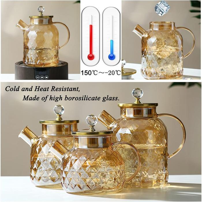 Promo Teko Kaca Tahan Panas Api Pitcher Teh Kopi Transparant Teapot Kettle Original