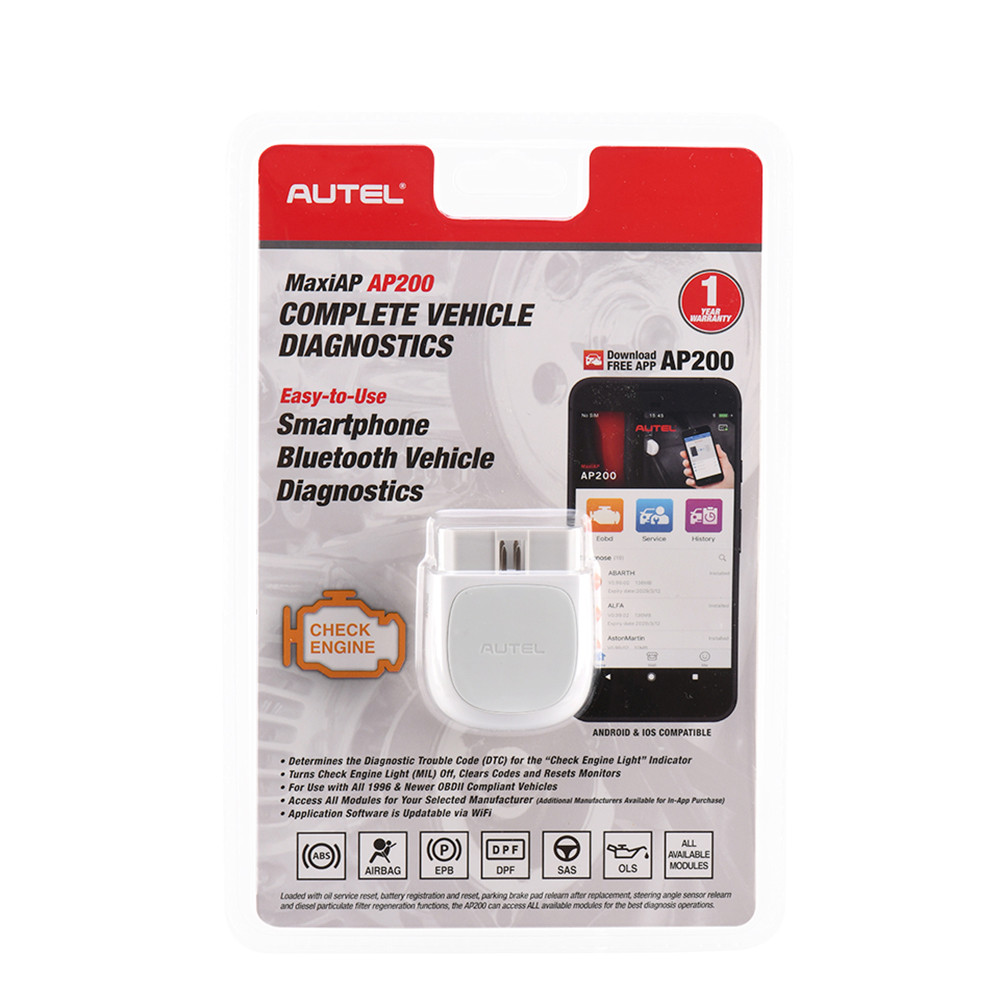 Autel Maxiap Ap200 Bluetooth Obd2 Car Code Reader Full Systems Diagnostic Tool With Autovin Tpms