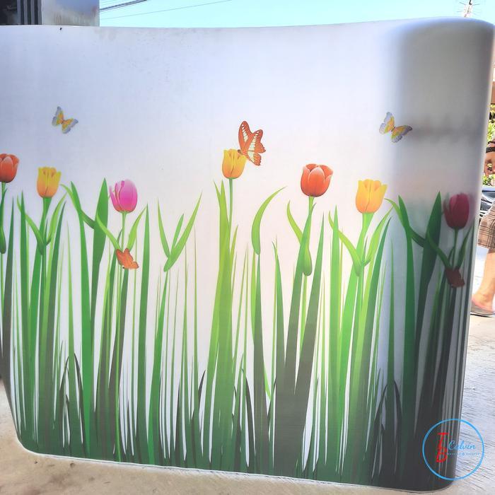 Fiber Pagar / Penutup Pagar Motif Bunga Tulip Tinggi 1M (0,55Mm)