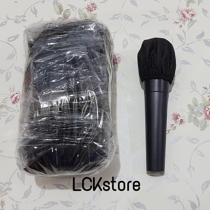 Shure microphone cover 1000pc / shure mic / cover mic bahan kain sekali pakai Hitam Putih